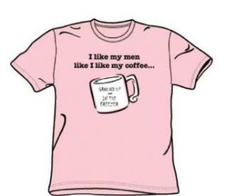 Like Men Like Coffee   Adult Pink S/S T Shirt For Men: Clothing