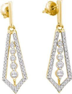 14KT Yellow Gold 0.75 CTW Diamond Fashion Earring: Dangle Earrings: Jewelry