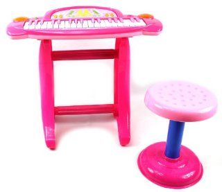 Little Rockers Deluxe Childrens 36 Keys Toy Piano Keyboard w/ Microphone & Chair (Pink) Records & Plays Back Your Little Ones Music: Toys & Games