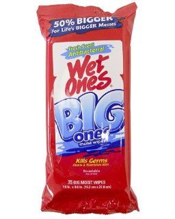 Wet Ones Big Ones Antibacterial Hand and Face Moist Wipes 35ct, Fresh: Health & Personal Care