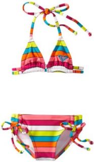 Roxy Girls 2 6X Caliente Sun Teenie Wahine Tiki Tri Swimsuit Set, Pink, 2T: Clothing