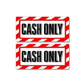 Cash Only Sign   Alert Warning   Set of 2   Window Business Stickers: Automotive