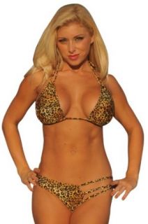 Leopard 3 Strap Bikini Top Only at  Womens Clothing store