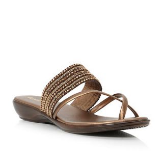 Roberto Vianni Bronze beaded Jazzmine beaded flat sandal