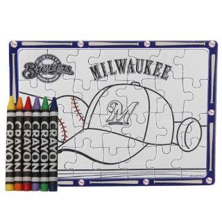 MLB Milwaukee Brewers Color Your Own Puzzle & Crayons Set : Sports Fan Wallets : Sports & Outdoors