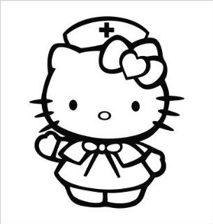 Hello Kitty Nurse Vinyl Die Cut Decal Sticker 5.00" Black 