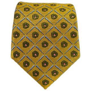 100% Silk Woven Gold America's Past Time Patterned Tie at  Mens Clothing store: Neckties