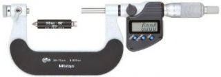 Mitutoyo 326 251 10 LCD Screw Thread Micrometers, Ratchet Stop, 0 25mm Range, 0.001mm Graduation, +/ 0.004mm Accuracy Outside Micrometers