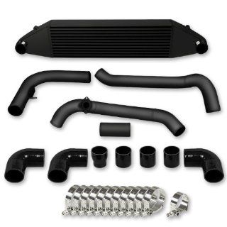 BOITCL+PP COBALT08 BK, Overall Size 42" x 7.75" x 4" Aluminum Bar and Plate Black Powder Coated Bolt On Front Mount Turbo Intercooler with Bolt on Piping Pipes: Automotive