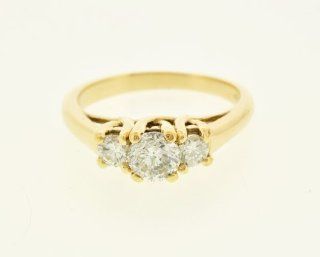 14K Yellow Gold Diamond Past/Present/Future Ring: Jewelry