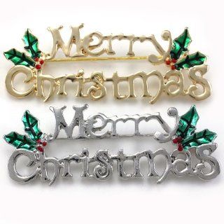 Merry Christmas Pin Present Gift Stuffers Mistletoe Flower Brooch Set Winter Costume Jewelry: Jewelry