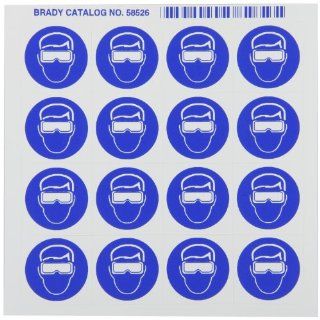 Brady 58526 Right To Know Pictogram Labels , Blue On White,  1 1/8" Width x 1" Height,  Pictogram "Safety Goggles" (16 Per Card,  1 Card per Package): Industrial & Scientific