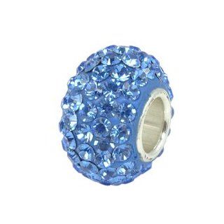 Blue Crystal Charm   fits Pandora, Chamilia, Troll and Biagi Beads: Jewelry