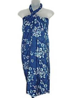 HAWAIIAN BLUE WITH LIGHT BLUE FLOWERS PLUS SIZE SARONG W/ SARONG BUCKLE (XL 2X) at  Womens Clothing store