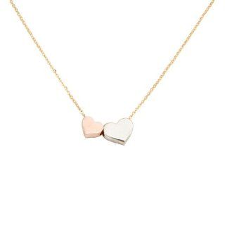 14K Tri Color Yellow White Rose Gold Plain Heart Design Charm Pendant Necklace with Spring ring Clasp   17" Inches: The World Jewelry Center: Jewelry