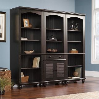 Sauder Harbor View Library Wall Bookcase in Antiqued Paint   401632 401633 PKG