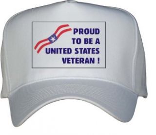 PROUD TO BE A UNITED STATES VETERAN ! White Hat / Baseball Cap: Clothing