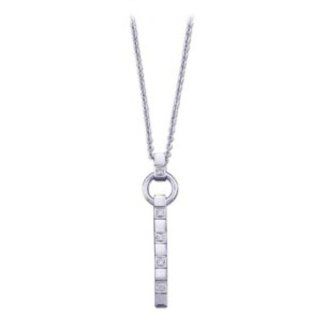 .05 ct tw Vertical Diamond Necklace in 14k White Gold: Jewelry