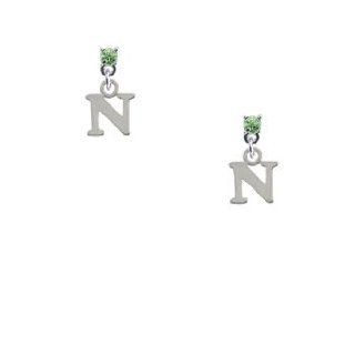 Small Silver Greek Letter   Crystal Silver Post Earrings Crystal Color Peridot;Letter Nu: Delight & Co.: Jewelry