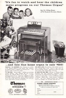 1957 Thomas Organ: William Rogers, Thomas Organs Print Ad  