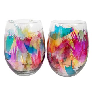 Hand painted Multicolor Glassware (Set of 4) Glassware