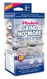 The first disposable and ready to use night guard, offers a cost effective solution that provides exceptional comfort, protection and hygiene   Plackers Mouth Guard Grind No More Night Time Use   1 package (10 count): Everything Else