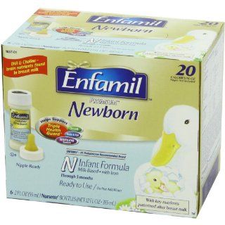 Enfamil PREMIUM Newborn Infant Formula, Plastic Nursette Bottles, 2 Ounce (6 Count): Health & Personal Care