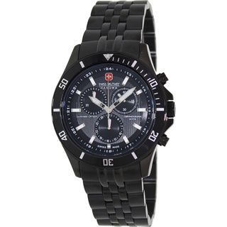 Swiss Military Hanowa Men's 'Flagship Chrono 06 5183 13 007' Black Stainless Steel Black Dial Swiss Quartz Watch Men's More Brands Watches