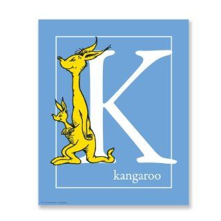 K   KANGAROO, Blue Dr. Seuss Letter Art  Seuss Prints : Nursery Wall Decor : Baby