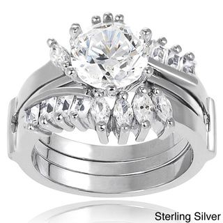Tressa Sterling Silver Marquise cut Cubic Zirconia Bridal style Ring Set Tressa Cubic Zirconia Rings
