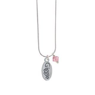 Giggle Oval Light Rose Bicone Charm Necklace [Jewelry]: Pendant Necklaces: Jewelry