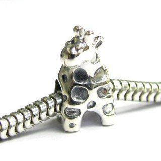 .925 Sterling Silver Giraffe Cute Animal Bead For European Charm Bracelets Jewelry