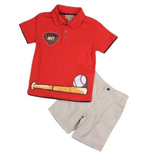 KHQ Boy's Red Polo Shirt and Short Set Boys' Sets
