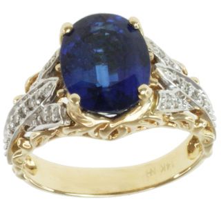 Michael Valitutti 14k Two tone Gold Kyanite and Diamond Ring Michael Valitutti Gemstone Rings