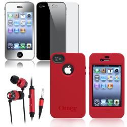 Otter Box Red Impact Case/ Screen Protector/ Headset for Apple iPhone 4S Eforcity Cases