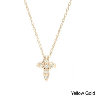 14k Gold 1/8ct TDW Diamond Cross Necklace (G H, SI1 SI2) Diamond Necklaces