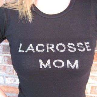 Clear Rhinestones Lacrosse Mom Shirt: Sports & Outdoors