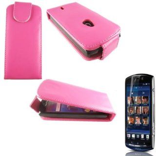 Flip Case Cover Skin And LCD Screen Protector For Sony Ericsson Xperia Neo / Pink: Cell Phones & Accessories