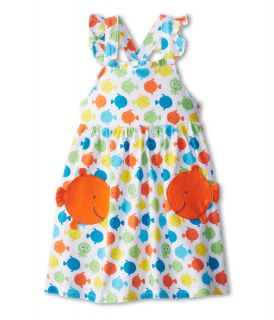 le top Go Fish! Sundress with Cross Back   Orange Fish Pockets Girls Dress (Blue)