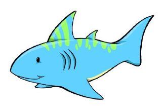Children's Wall Decals   Blue Shark   12 inch Removable Graphics (4 same)   Prints