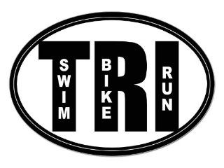 Oval TRI w/ swim bike run lettering Triathlon Sticker: Everything Else