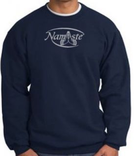 NAMASTE Symbol Yoga Meditation Eastern Saying Adult Sweatshirt   Navy: Clothing