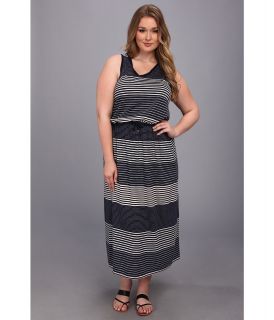 TWO by Vince Camuto Plus Size Navy Engineered Stripe Maxi Dress Womens Dress (Orange)