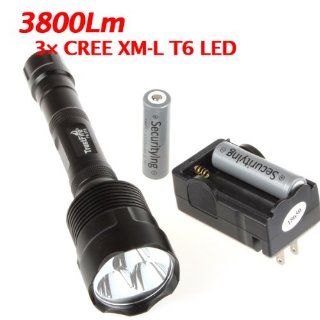 TrustFire Super Bright 3800Lm 3X CREE XM L T6 LED Flashlight Torch, Bright CREE LED Lamp Light Torch, Cree T6 LED Bulb Lamp Flashlight with 18650 Battery and Charger, Great Flashlight Torch for Cmaping, Hikging and Other Indoor/Outdoor Activities   Basic H