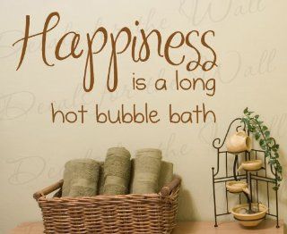 Happiness is a Long Hot Bubble Bath   Bathroom Kids Baby   Quote Design Decal, Decoration, Large Wall Saying, Lettering Sticker, Adhesive Vinyl Decor Art Letters   Home Decor Product