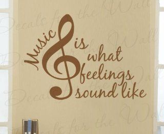Music is What Feelings Sound Like   Band Piano Violin Guitar Singing Hobby   Large Wall Decal Art Mural, Adhesive Vinyl Lettering Quote, Sticker Graphic Decoration, Saying Decor   Home Decor Product