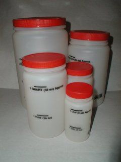 SET OF FIVE (5) SCHOOL SMART PLASTIC MEASURING MEASURE JARS JAR. RED LIDS. GALLON, 1/2 GALLON, QUART, PINT AND CUP. SEEM TO BE NEW. NO PACKAGING.: Kitchen & Dining