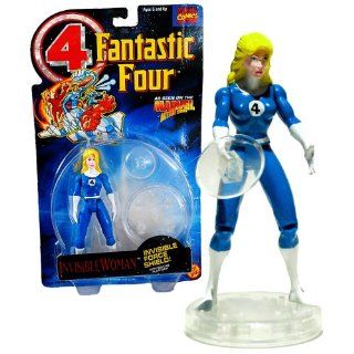 ToyBiz Year 1994 Marvel Comics Fantastic Four As Seen on the "Marvel Action Hour" Series 5 Inch Tall Action Figure   Blue Costume INVISIBLE WOMAN with Invisible Force Shield and Invisible Rolling Platform: Toys & Games