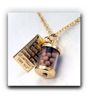 Mustard Seed Cylinder Gold Charm Necklace   18 inch Chain "If Ye have Faith as a Grain of Mustard Seed nothing shall be Impossible unto You"  Faith Hope Charity Love Virtue   Baptism, Christening, Priesthood, Blessings, Remember to 'CTR' 