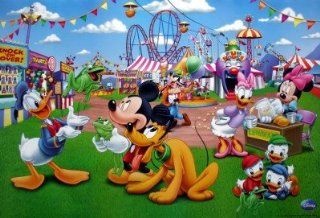 Disney carnival horiz POSTER 34 x 23.5 Mickey Mouse Donald Duck Huey Dewey Louie Pluto Minnie Mouse Daisy Duck (sent from USA in PVC pipe)  Prints  